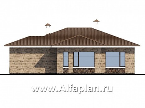 «Аонида» - проект одноэтажного дома, с остекленной верандой, в современном стиле - превью фасада дома