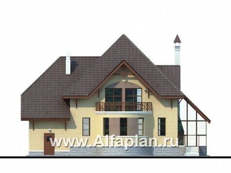 «Суперстилиса» - проект двухэтажного дома, с террасой и с гаражом,  с рациональной планировкой - превью фасада дома