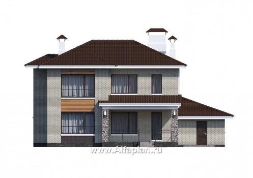 «Формула успеха» - проект двухэтажного дома из газобетона, в скандинавском стиле, с гаражом - превью фасада дома