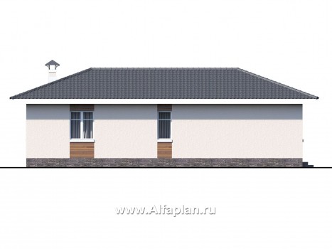 «Атриум» - проект одноэтажного дома из газобетона, планировка с внутренним двориком - превью фасада дома
