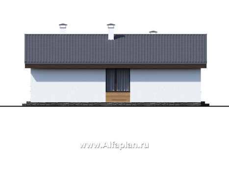 «Дзета» -проект одноэтажного  дома, с островным камином, с террасой - превью фасада дома