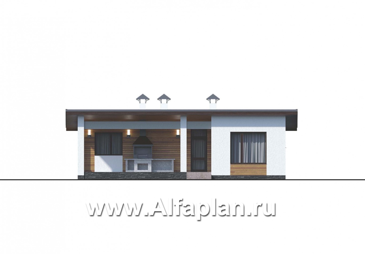 «Зита» -  проект одноэтажного дома, с террасой, в скандинавском стиле - фасад дома