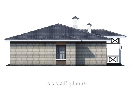 «Покровка» - красивый дом, проект одноэтажного коттеджа из газобетона, мастер спальня, с террасой - превью фасада дома