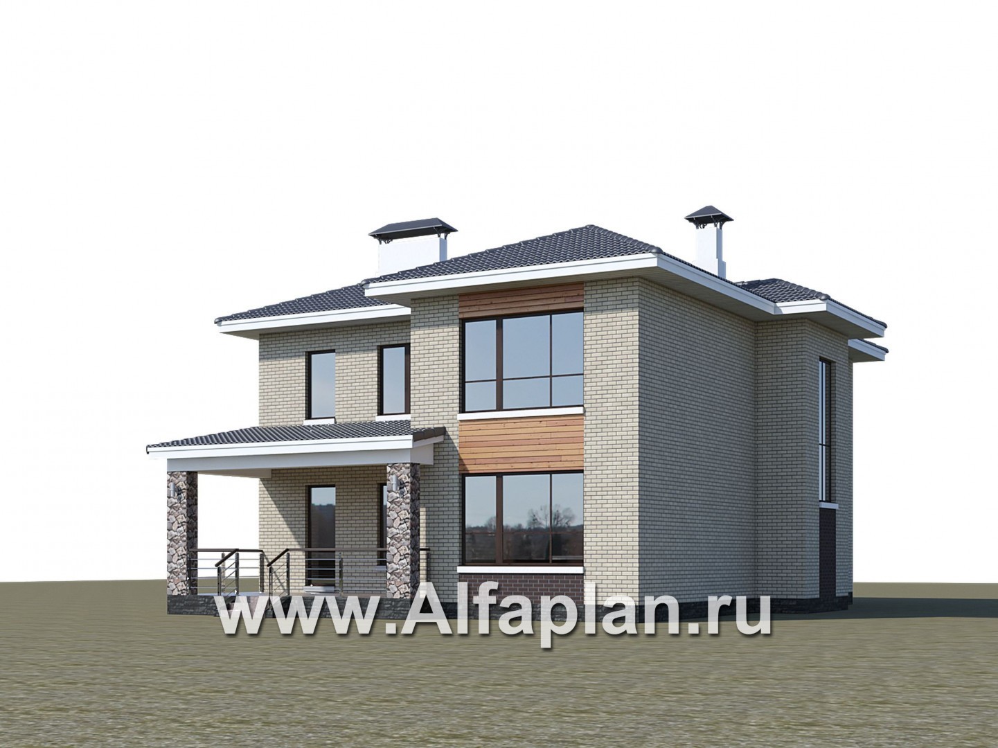 «Формула успеха» - проект двухэтажного дома из газобетона, в скандинавском стиле, удобный план дома - дизайн дома №1