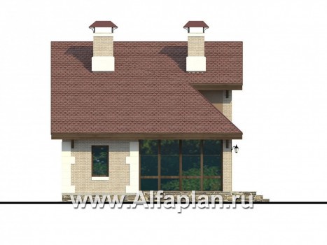 «Замечательный сосед» - проект дома с мансардой, с остекленной террасой - превью фасада дома