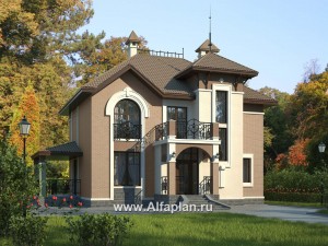 «Разумовский» - проект двухэтажного дома, с террасой, с балконом, в стиле модерн