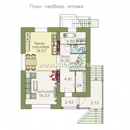 Проект дома с мансардой из газобетона «Оптима плюс», с цокольным этажом, с сауной - превью план дома