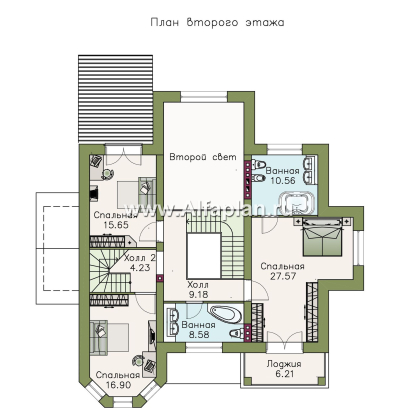 «Воронцов» - проект двухэтажного дома из газобетона с эркером, с биллиардной в мансарде,  комфортной планировкой - превью план дома