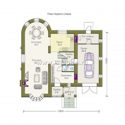 «Ретростилиса» - проект двухэтажного дома с гаражом, в английском стиле - превью план дома