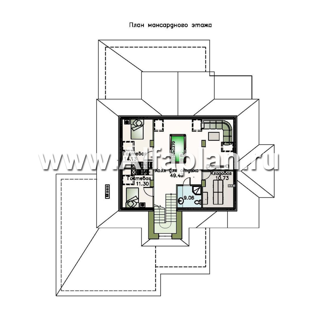 «Демидов» - проект двухэтажного дома, вилла с домашним кинотеатром и с террасой, с гаражом на 2 авто - план дома