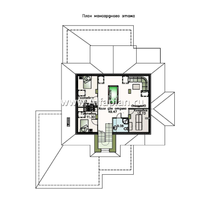 «Демидов» - проект двухэтажного дома, вилла с домашним кинотеатром и с террасой, с гаражом на 2 авто - превью план дома