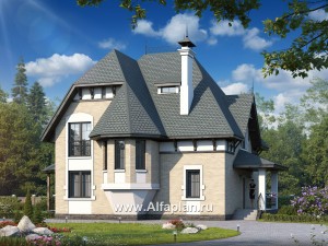 «Вианден» - проект дома с мансардой, с террасой, в стиле замка
