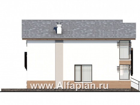 «Солнечный» - проект двухэтажного дома, навес на 1 авто, в современном стиле - превью фасада дома