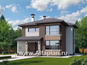 Превью проекта ««Эридан» - красивый проект двухэтажного дома, с террасой, в современном стиле»