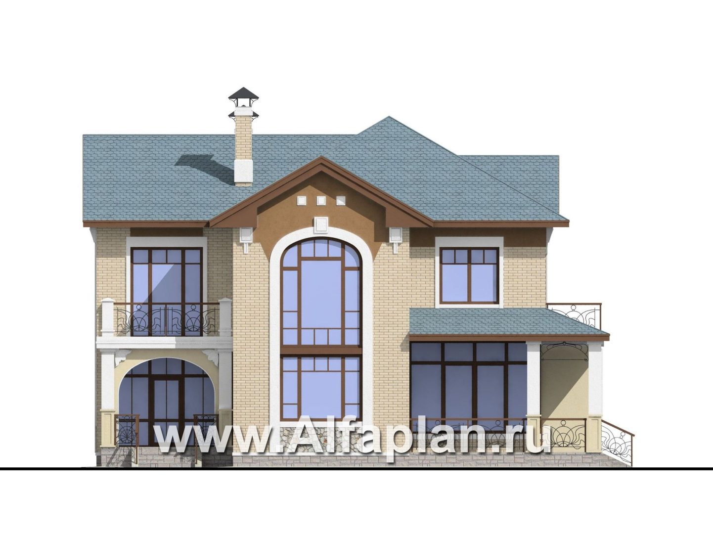 «Голицын»- проект двухэтажного дома, с двусветной гостиной и с террасой, в стиле модерн - фасад дома