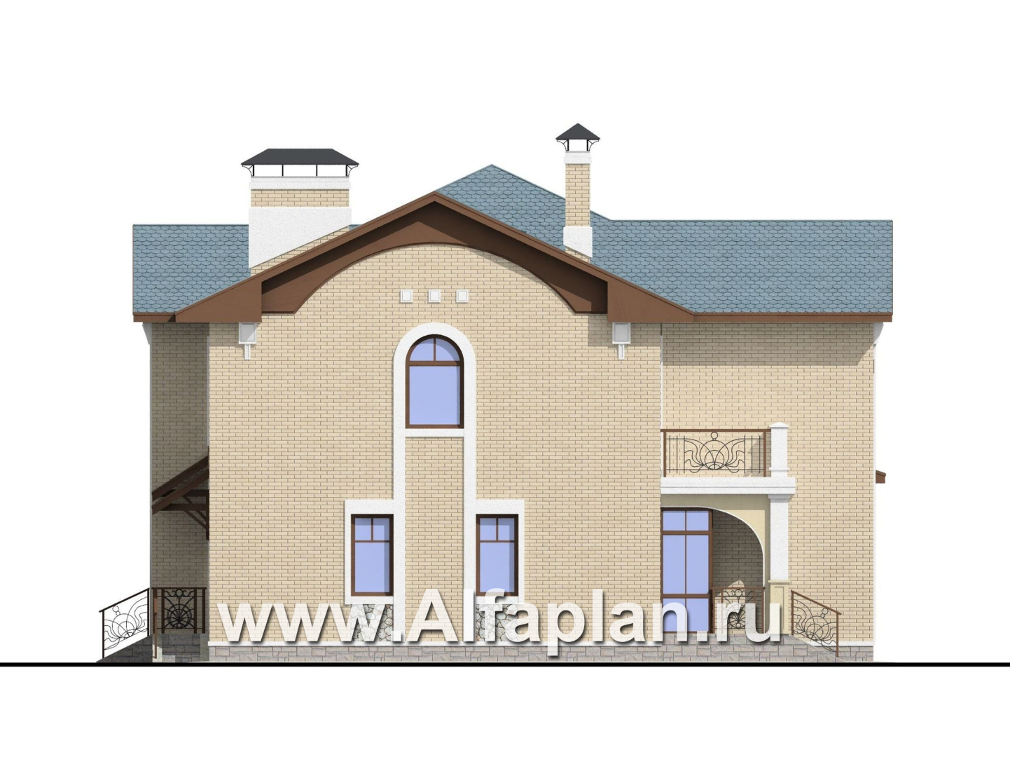 «Голицын»- проект двухэтажного дома, с двусветной гостиной и с террасой, в стиле модерн - фасад дома
