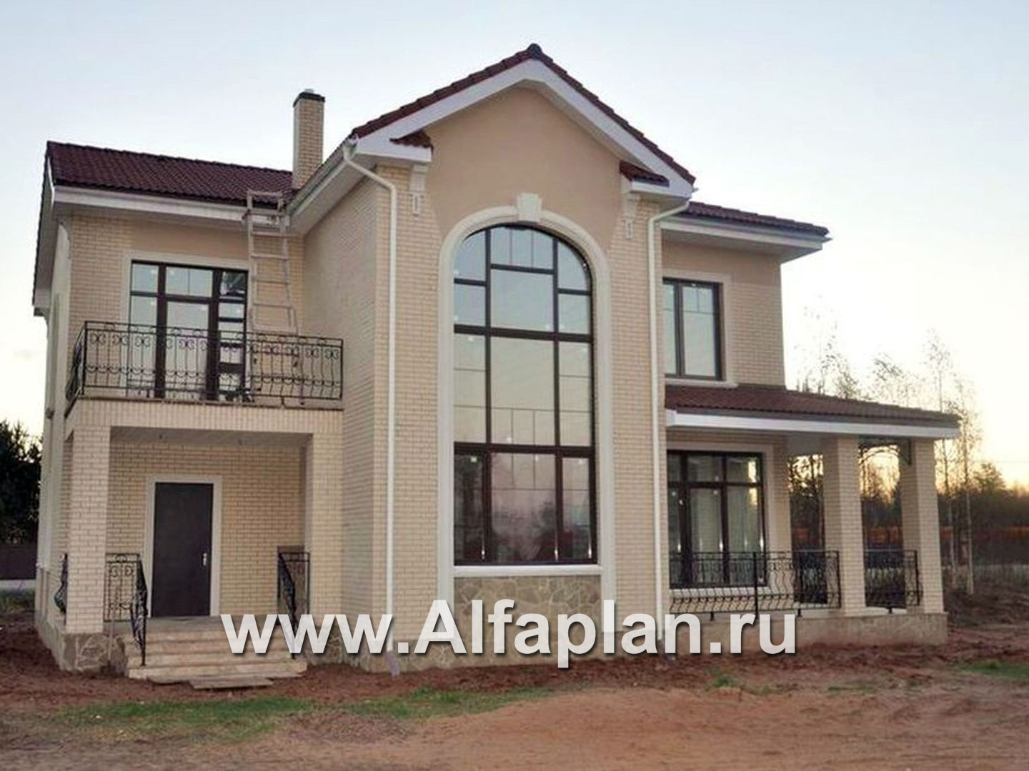 «Голицын»- проект двухэтажного дома, с двусветной гостиной и с террасой, в стиле модерн - дизайн дома №7