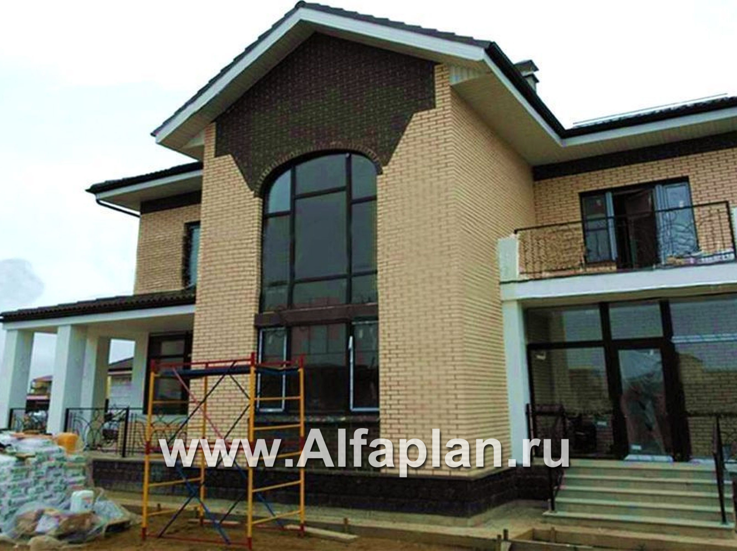 «Голицын»- проект двухэтажного дома, с двусветной гостиной и с террасой, в стиле модерн - дизайн дома №8