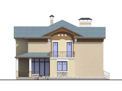 «Голицын»- проект двухэтажного дома, с двусветной гостиной и с террасой, в стиле модерн - превью фасада дома