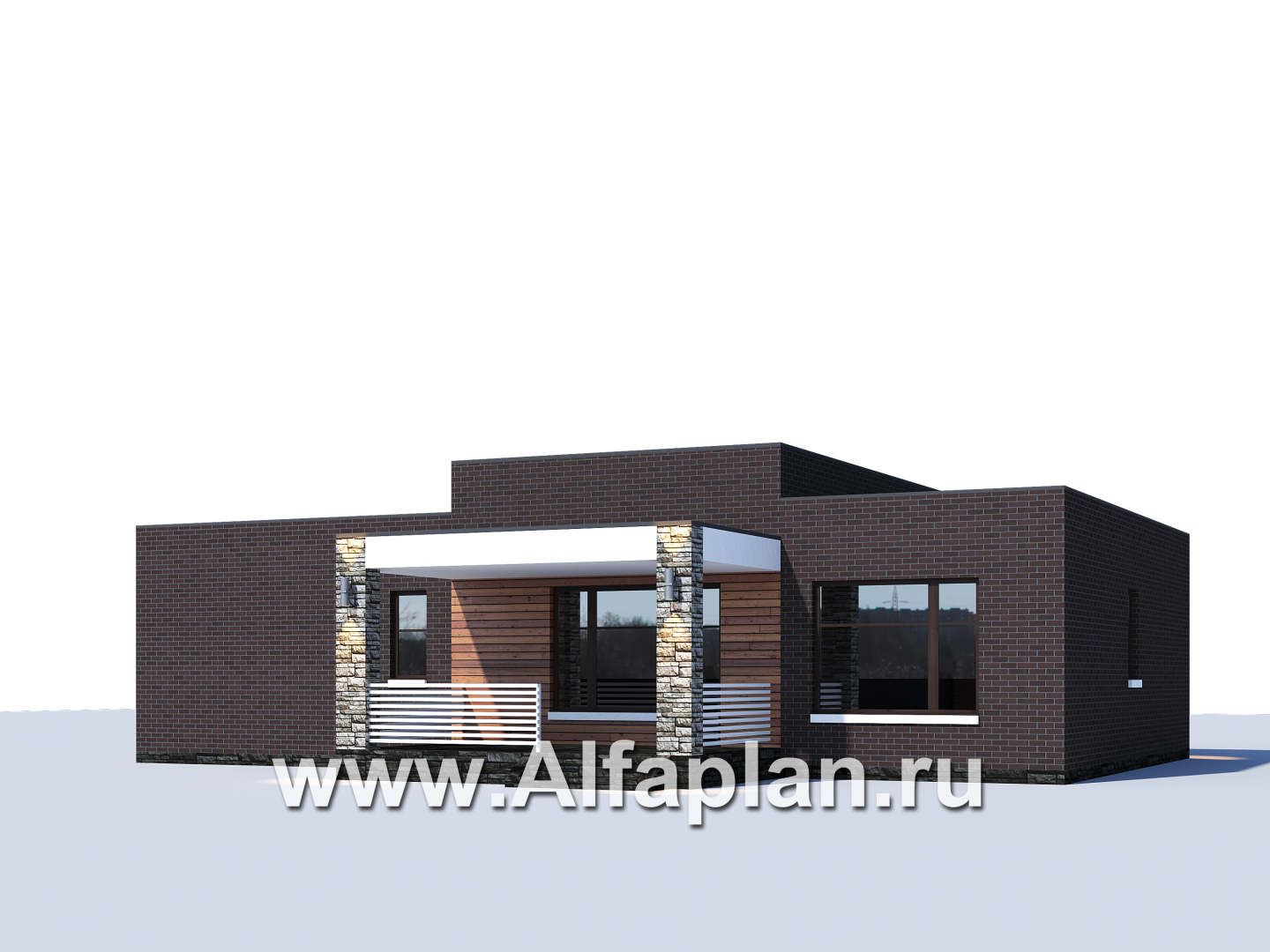 Проекты домов Альфаплан - «Магнолия» — плоскокровельный коттедж с удобной планировкой - дополнительное изображение №2