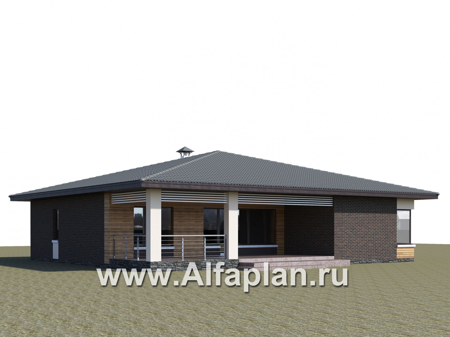 «Ангара» -  проект одноэтажного дома, с террасой и сауной, мастер спальня - дизайн дома №2