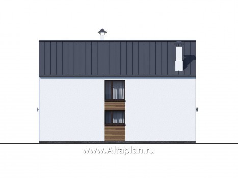 «Барн» - проект дома с мансардой, современный стиль барнхаус, с сауной, с боковой террасой - превью фасада дома