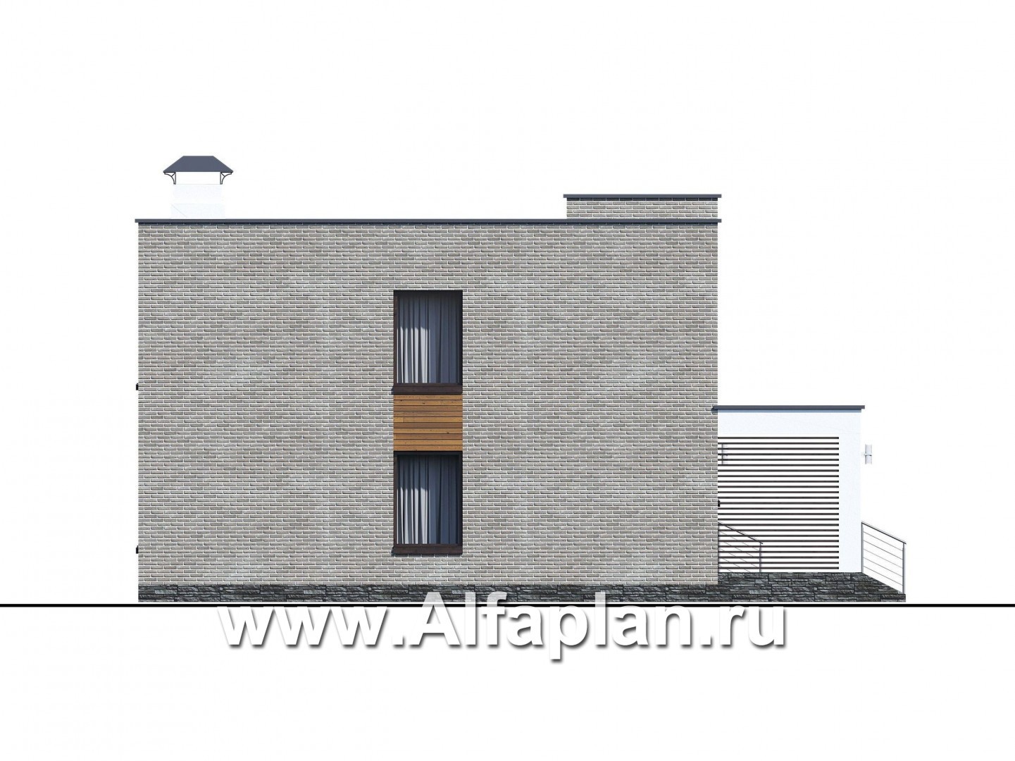 «Эрго» - проект дома 10х12м, с террасой, с удобной планировкой и с плоской кровлей - фасад дома