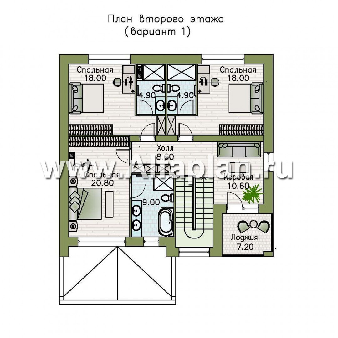 «Эрго» - проект дома 10х12м, с террасой, с удобной планировкой и с плоской кровлей - план дома