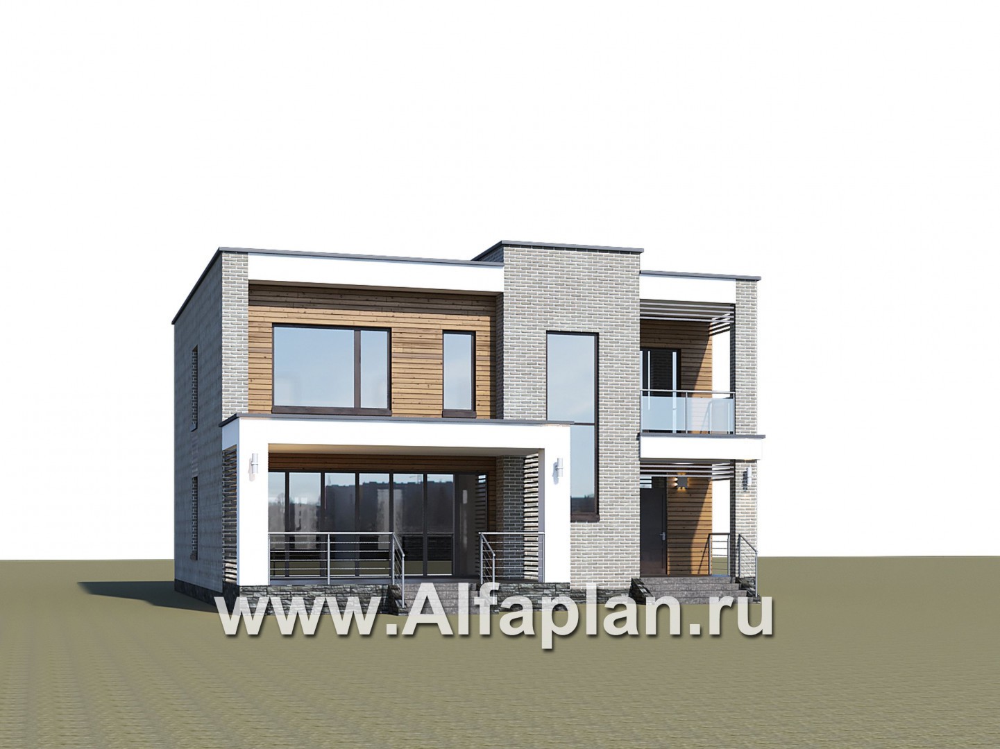 «Эрго» - проект дома 10х12м, с террасой, с удобной планировкой и с плоской кровлей - дизайн дома №1