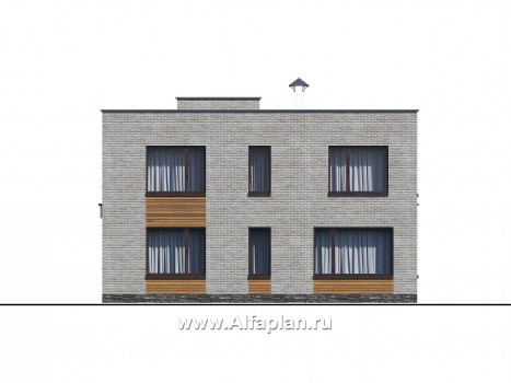 «Эрго» - проект дома 10х12м, с террасой, с удобной планировкой и с плоской кровлей - превью фасада дома