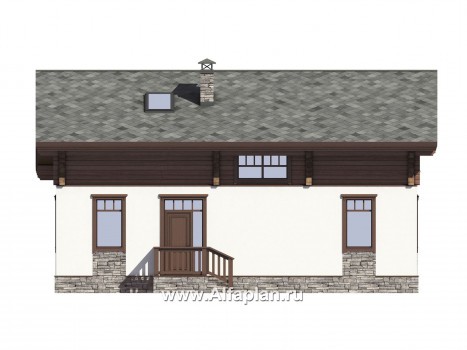 Проект дома с мансардой, планировка две спальни на 1 эт, с террасой,в стиле шале - превью фасада дома