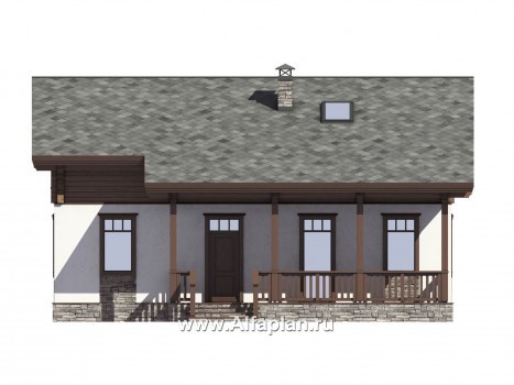 Проект дома с мансардой, планировка две спальни на 1 эт, с террасой,в стиле шале - превью фасада дома