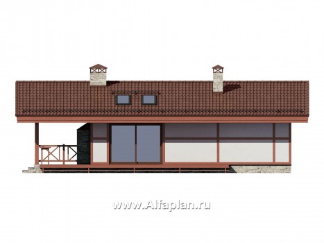 Проект бани с террасой, дом для отдыха, дача - превью фасада дома