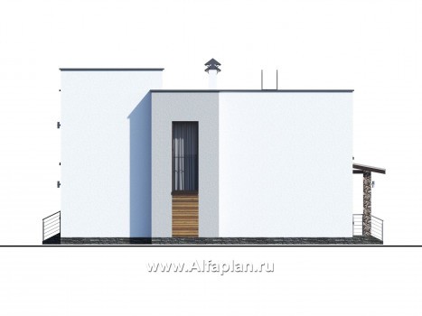 «Престиж» - проект двухэтажного дома, в стиле хай-тек, с террасой и с плоской кровлей - превью фасада дома