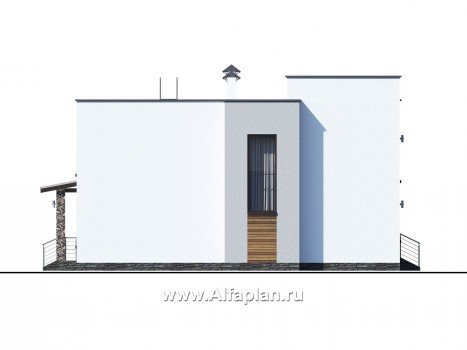 «Престиж» - проект двухэтажного дома, в стиле хай-тек, с террасой и с плоской кровлей - превью фасада дома