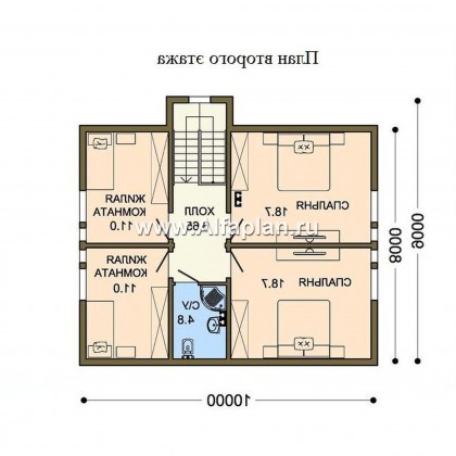Проект каркасного дома с мансардой, план с кабинетом на 1 эт, в стиле шале - превью план дома
