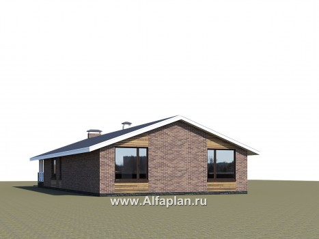 «Эвтерпа» - проект одноэтажного дома, 3 спальни, с террасой и двускатной крышей, для узкого участка - превью дополнительного изображения №2