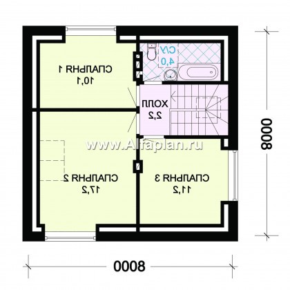 Проект дома с мансардой, планировка 3 спальни, для маленького участка - превью план дома