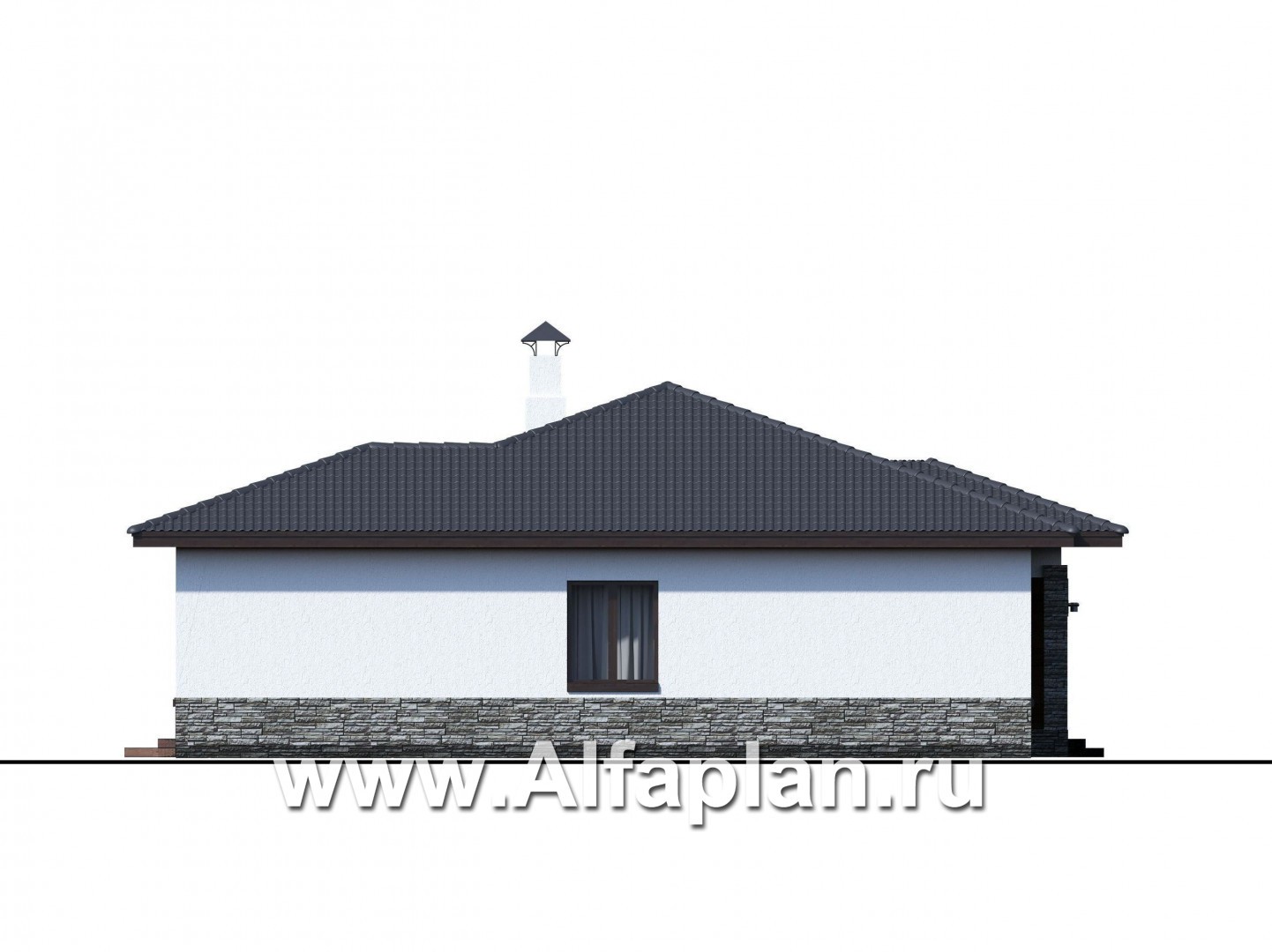 «Мадейра» - проект одноэтажного дома из газобетона, с террасой, в современном стиле - фасад дома