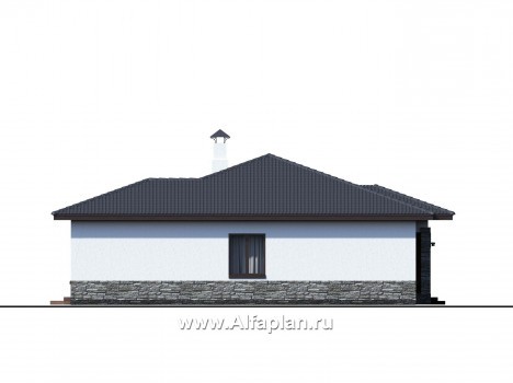 «Мадейра» - проект одноэтажного дома из газобетона, с террасой, в современном стиле - превью фасада дома