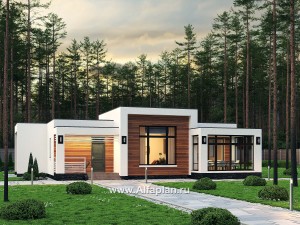 «Магнолия» — красивый проект одноэтажного дома, планировка 3 спальни, современный стиль, фасад штукатурка