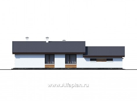«Калисто» - проект одноэтажного дома из газобетона,  в скандинавском стиле, с гаражом на 1 авто - превью фасада дома