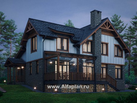 Проект дома с мансардой, планировка с кабинетом на 1 эт и с террасой - превью дополнительного изображения №4