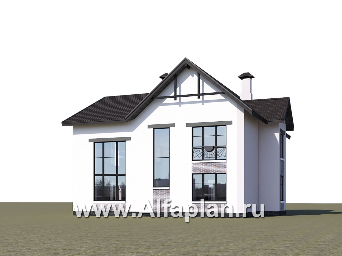 «Сафо» - проект двухэтажного дома, из кирпича, второй свет гостиной, с сауной и с террасой - дизайн дома №5