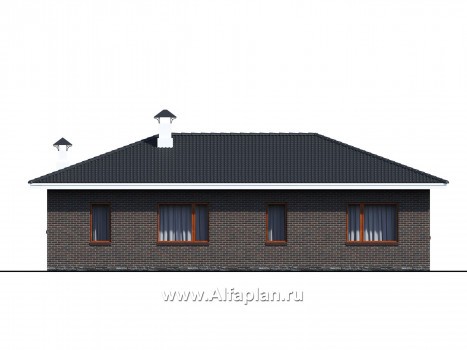 «Гравитация» - проект одноэтажного дома, с террасой, 3 спальни, в современном стиле - превью фасада дома