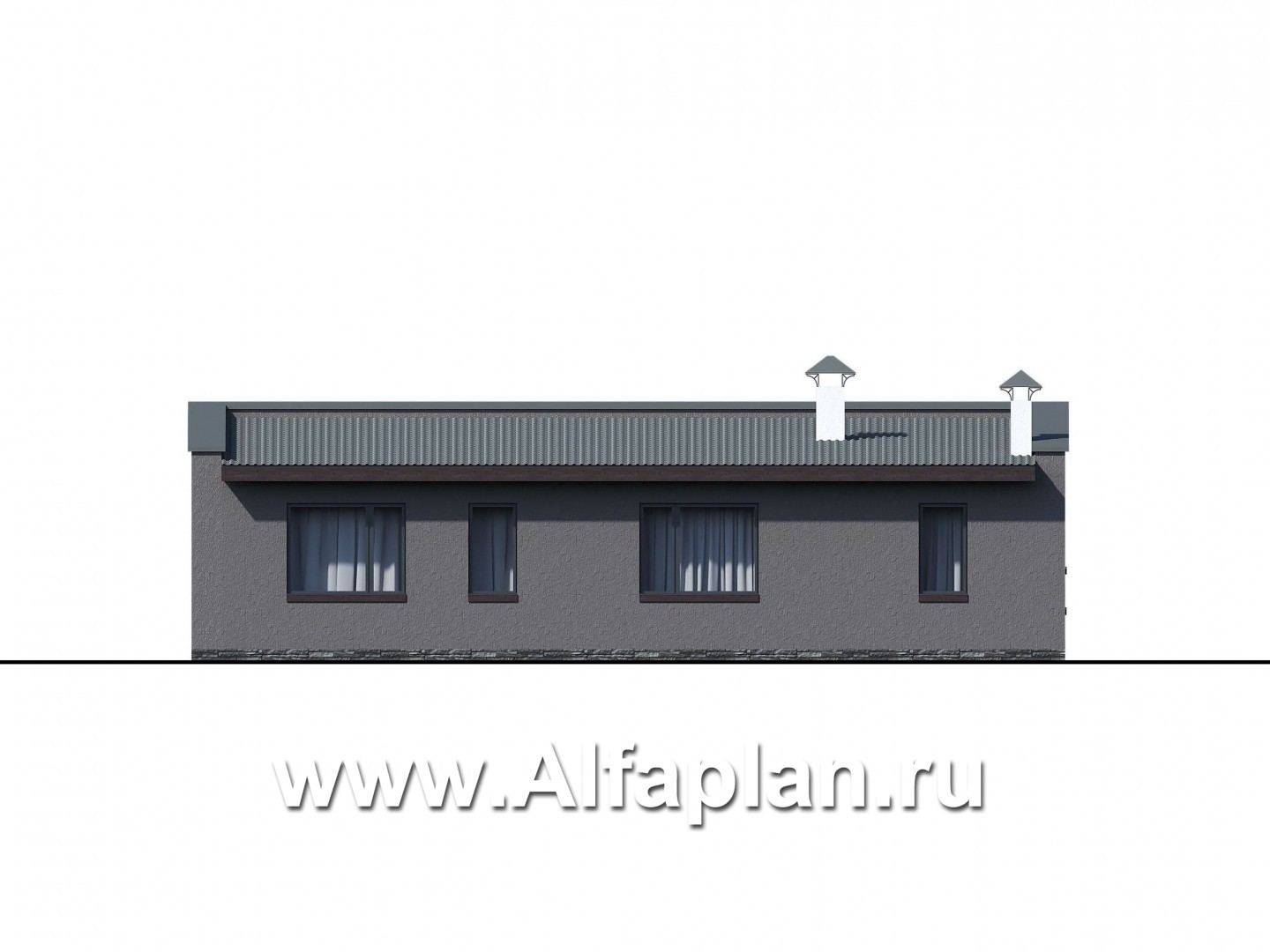 Проекты домов Альфаплан - "Соната" - проект одноэтажного дома с тремя спальнями - изображение фасада №3