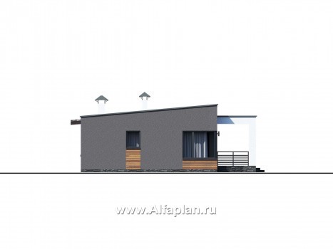 Проекты домов Альфаплан - "Соната" - проект одноэтажного дома с тремя спальнями - превью фасада №4