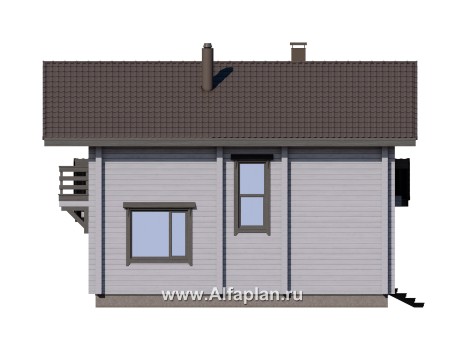 Проект двухэтажного дома из бруса, планировка с кабинетом на 1 эт и с террасой - превью фасада дома