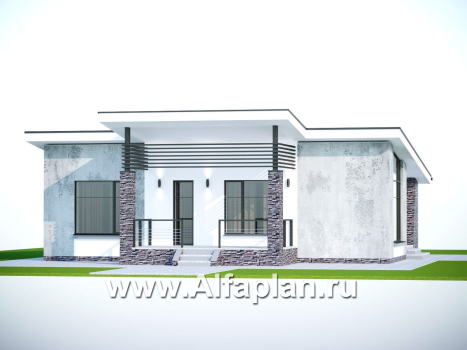 «Корица» - проект одноэтажного дома, с террасой, 2 спальни, с односкатной крышей - превью дополнительного изображения №2