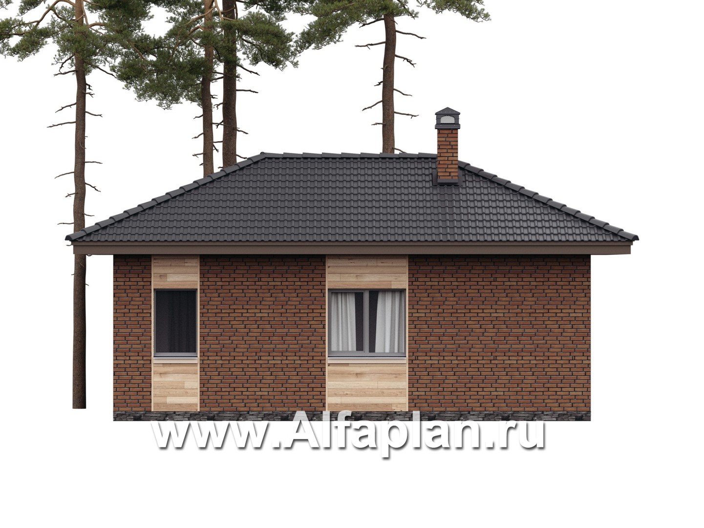 Проект бани, каркасный дом, с большой террасой  - дизайн дома №4